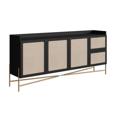 Imagem de Buffet Oslo 3 PT 2 GV Preto e Dourado