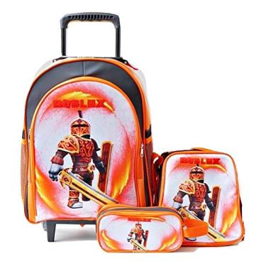Imagem de Mochila Roblox Cavaleiro Rodinhas Lancheira Estojo