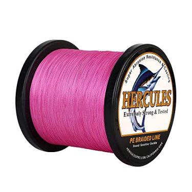 Imagem de Hercules Linha de pesca trançada super forte 4 fios super econômico de 1,8 kg a 2,3 kg Teste para água salgada, 109/328 / 547/1094 jardas (100 m / 300 m / 500 m / 1000 m), Diam# 0,08 mm - 0,55 mm Água salgada, rosa, 60LB(27.2KG)-0.40MM-1094YDS(1000M)