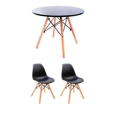 Imagem de conjunto de mesa infantil well com 2 cadeiras eames preto