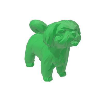 Imagem de Shitzu Low Poly Pet Dog Geométrico Decoração 3D - Verde