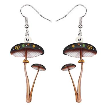 Imagem de DALANE Brincos de cogumelo engraçados de acrílico com pingente de plantas, joias modernas para mulheres, meninas, crianças, presentes, 25mm x 24mm, Acrílico, Sem pedra preciosa