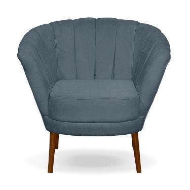 Imagem de Poltrona Cadeira Pétala Flor Decorativa Suede Azul Turquesa