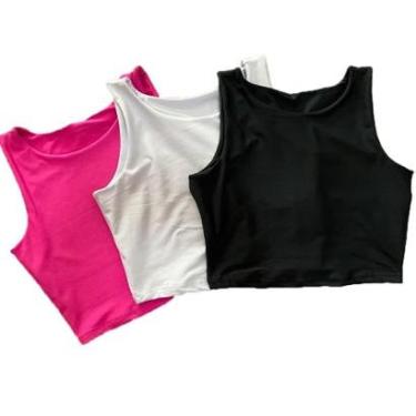 Imagem de Cropped Top Regata Costura Embutida Kit Com 3 Unidades-Feminino