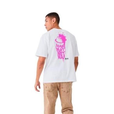 Imagem de Camiseta Oversized Branca Make Art Not War Rosa-Masculino