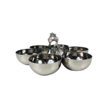 Imagem de Petisqueira 6 bowls em inox Elby Orchid Leaf 6,5cm