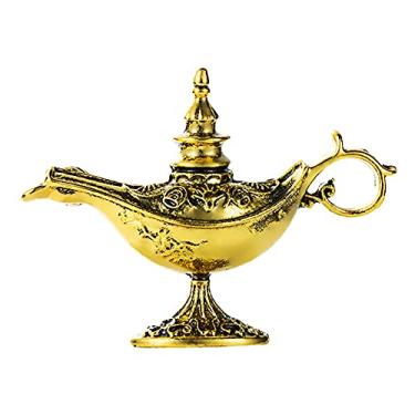 Imagem de Aladdin vintage gênio lâmpada broche broche para mulheres menina moda tom dourado artesanato exclusivo alfinetes lapela acessórios vestido aniversário festa natal joias presente, Metal