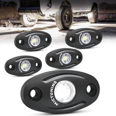 Imagem de MICTUNING 4 cápsulas de luzes de LED brancas com arnês de fiação, kit de luz sob o corpo à prova d'água para carro, caminhão, quadriciclo, UTV, SUV, barco off-froad