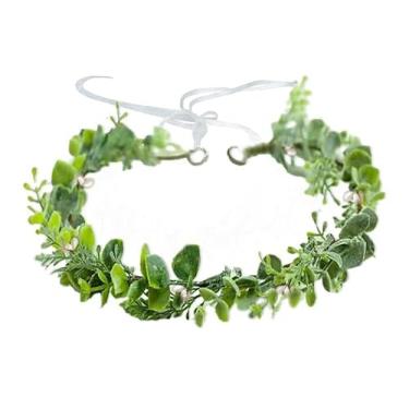 Imagem de HJYHYN Coroa de flores boêmia, coroa floral artificial, acessório para cabeça de noiva para cerimônia de casamento, festa festival (verde)