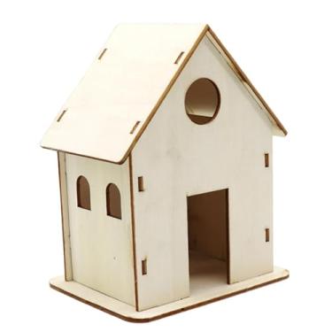 Imagem de Ioensy Inacabado diy casa de pássaro de madeira caixa de nidificação artesanal gaiola pendurado para crianças brinquedo educativo, 15cmx12cmx10cm