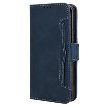 Imagem de HAO RIYLN Capa carteira para Honor Magic 6 Pro/6, capa protetora magnética de couro, porta-cartões, função de suporte fólio, proteção total, capa à prova de choque, azul, 6Pro