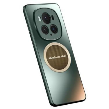 Imagem de HAO RIYLN Capa para Honor Magic 6 Pro/6, capa protetora com orifício completo para câmera integrada, fina, fosca, à prova de choque, suporta sucção magnética de veículos, verde, 6Pro