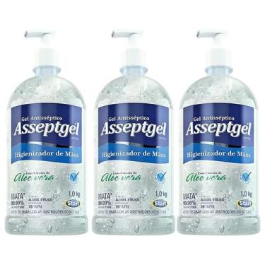 Imagem de Alcool Gel Asseptgel 1kg Antisseptico Aloe Vera Cristal Ação Hidratant