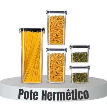 Imagem de Kit 5 Potes de Organizar Alimentos Dispensa com Vedação Hermética e Tr