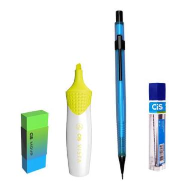 Imagem de Kit 4 Lapiseira NEON Azul 0.5mm +Borracha +Grafite +Vista Am - Cis