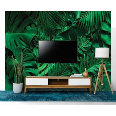 Imagem de Papel de Parede 3D Painel 3,5M Folhas Palmeiras Verde Viníl Jadim Real
