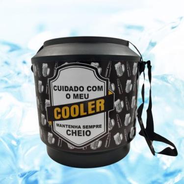 Imagem de Cooler Térmico Lata de Cerveja Caixa Redondo para 30 Latas Grande Blac