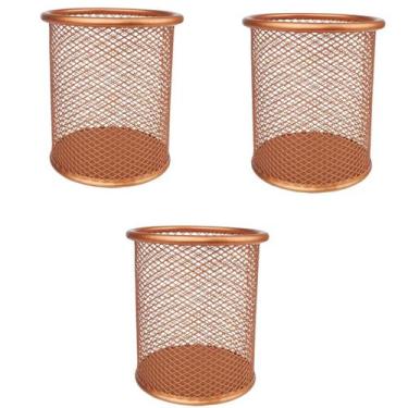 Imagem de Porta Caneta, Lápis, Redondo, Metal, Rose Gold Kit c/ 3 Unidades - Gv 