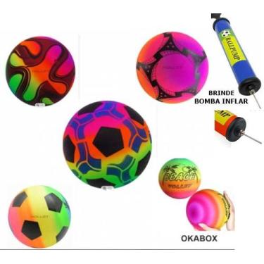 Imagem de Kit 20 Bola Vinil Infantil Colorida dente de leite + Bomba inflar - AR