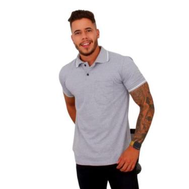 Imagem de Camisa Gola Polo Masculina com Bolso Tecido Fio 30.1 100% Algodão ( Co