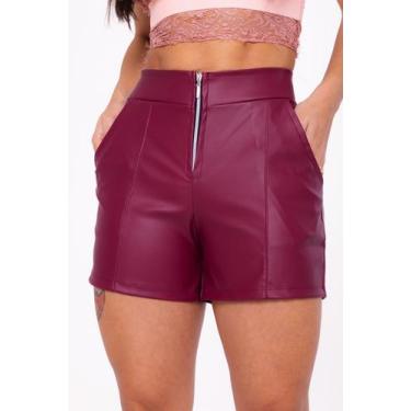 Imagem de Shorts Feminino em material sintético com zíper frontal e bolsos modin