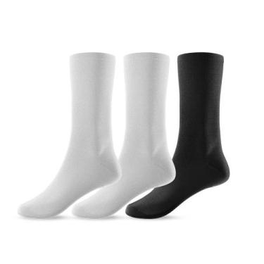 Imagem de Kit 3 Pares de Meias Cano Alto 36 ao 46 Unissex - Life, Branco, Preto,