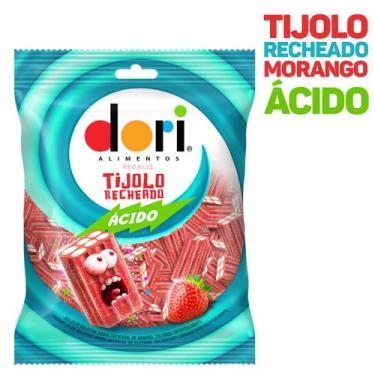 Imagem de Bala Gelatina Minhoca Ou Tijolo Recheado Dori  Ácido 60g Doce