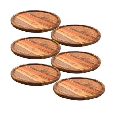 Imagem de Kit 6 Tábuas Suportes De Madeira 25Cm Para Cortar E Servir Pizzas - Br