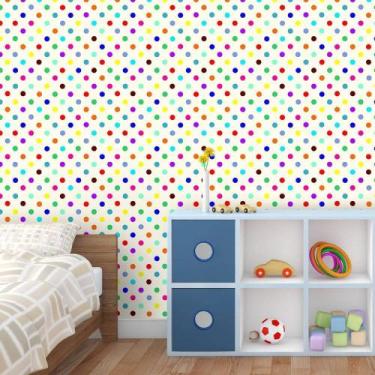 Imagem de Papel de Parede Bolinhas Coloridas - QCola, 0,60 x 3,00 metros