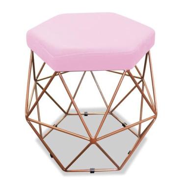 Imagem de Puff Aramado Bruna Suede Rosa Bebê - KDAcanto Móveis