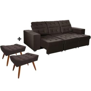 Imagem de Combo de Sofá 3 Lugares Itália Plus 2,10m Retrátil Reclinável com 2 Pu