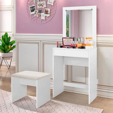 Imagem de Penteadeira com Banqueta Sofia 1 Gaveta Branco - J&a Móveis
