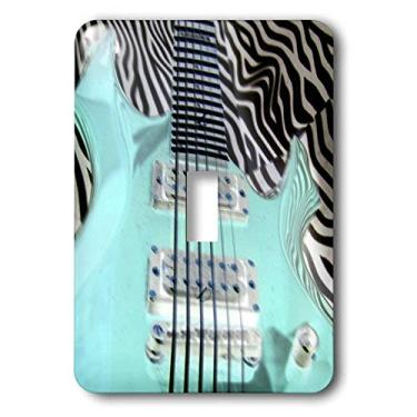 Imagem de 3dRose Lsp_35219_1 Interruptor de alternância de guitarra turquesa sobre fundo zebra, multicolorido