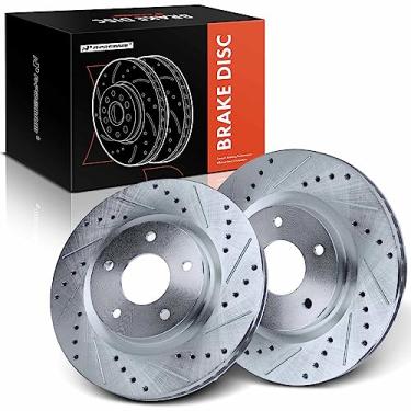 Imagem de A-Premium Rotores de freio a disco dianteiro perfurado e ranhurado de 11,66 polegadas (296 mm) compatíveis com modelos selecionados Nissan - Sentra 2017-2019, Juke 2011-2017, 1,6L, conjunto de 2 peças