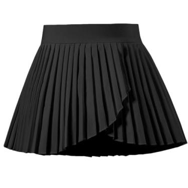 Imagem de Sobrisah Minissaias de tênis plissadas para meninas, para crianças, saia de golfe de cintura alta, saia esportiva, para treino de 3 a 13 anos, Preto, 12-13 Anos