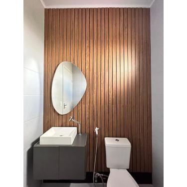 Imagem de 10 Placas Ripa de Madeira Decoração Ambiente Sala Cozinha Quarto Banheiro Escritório 53x5cm (Freijó)