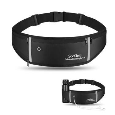 Imagem de SooGree Cintos de corrida masculinos e femininos, mochila de cintura ajustável, pochete de corrida à prova d'água, bolsa de cintura com faixa refletiva, cinto de corrida para corrida, caminhada,