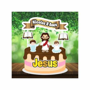 Imagem de Topo De Bolo Jesus Topper Personalizado C/Nome E Idade - ArtCor