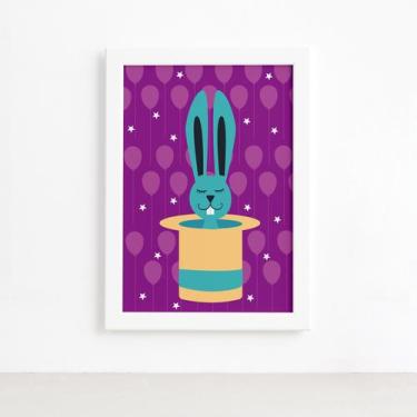 Imagem de Quadro Infantil Circo Cartola Quarto Moldura Branca 22x32cm - Quartinh