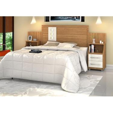 Imagem de Cabeceira para Cama Casal Box com Mesas Cabeceira Freijo Off - PB Móve
