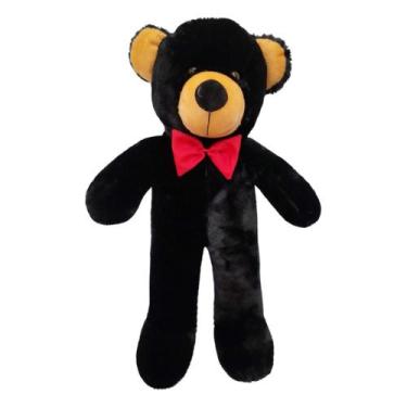 Imagem de Urso Teddy de Pelúcia Preto 70cm Com Gravatinha Borboleta - 508 - Luck