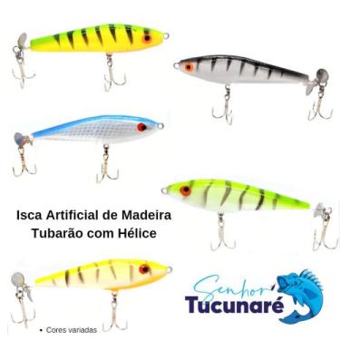 Imagem de Isca Artificial de Madeira Tubarão com Hélice - Senhor Tucunaré Pescas