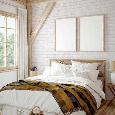 Imagem de Papel de Parede Tijolinho Branco - Lavável - Upzdecor