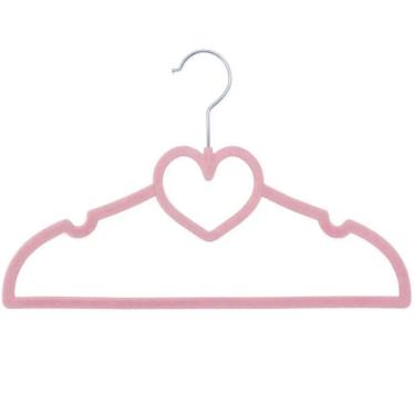 Imagem de Cabide Infantil Veludo Coração Rosa 5und Clingo