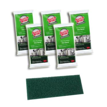 Imagem de Bucha Fibra Verde De Limpeza Geral Com 2 Kit 5 - Scotch Brite, Bucha P