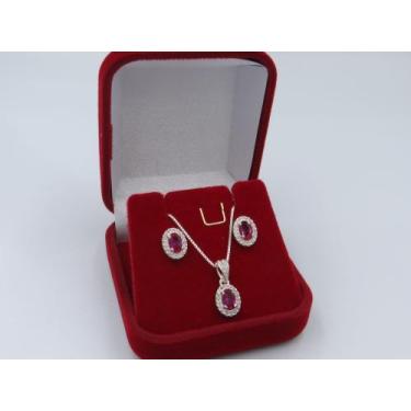 Imagem de Kit Formatura Colar Brinco Prata 925 Oval - Maça de Prata Joias, Verme