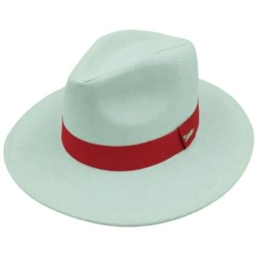 Imagem de Chapéu Panamá Aba Larga Fita Vermelha Masculino Feminino Top