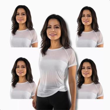 Imagem de Kit 4 Blusa Tule Feminina Academia Transparente Lisa Treino Fitness - 
