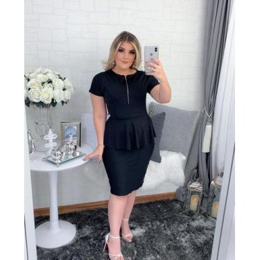 Imagem de Vestido Midi Plus Size Peplum zíper Moda Feminina Evangélica - Miss Fl