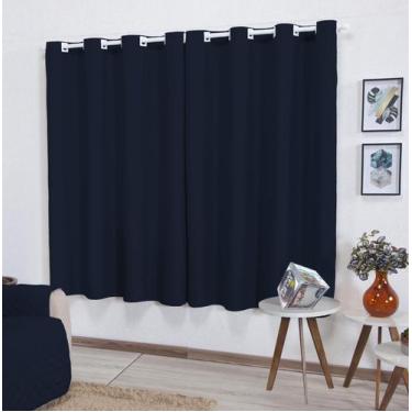 Imagem de Cortina Parys 3,00m X 1,70m Azul Marinho P/ Varão Até 2m J* - Enxovais